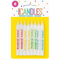 Printed Birthday Candles C/8