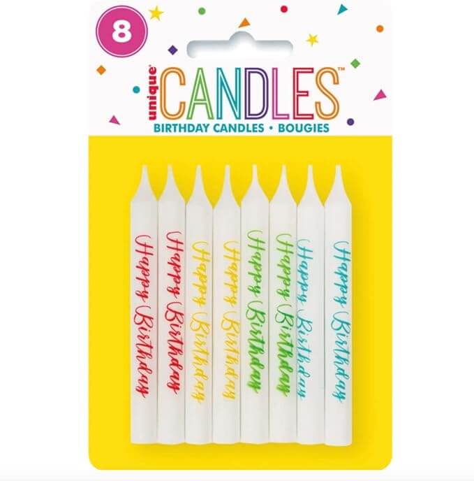 Printed Birthday Candles C/8