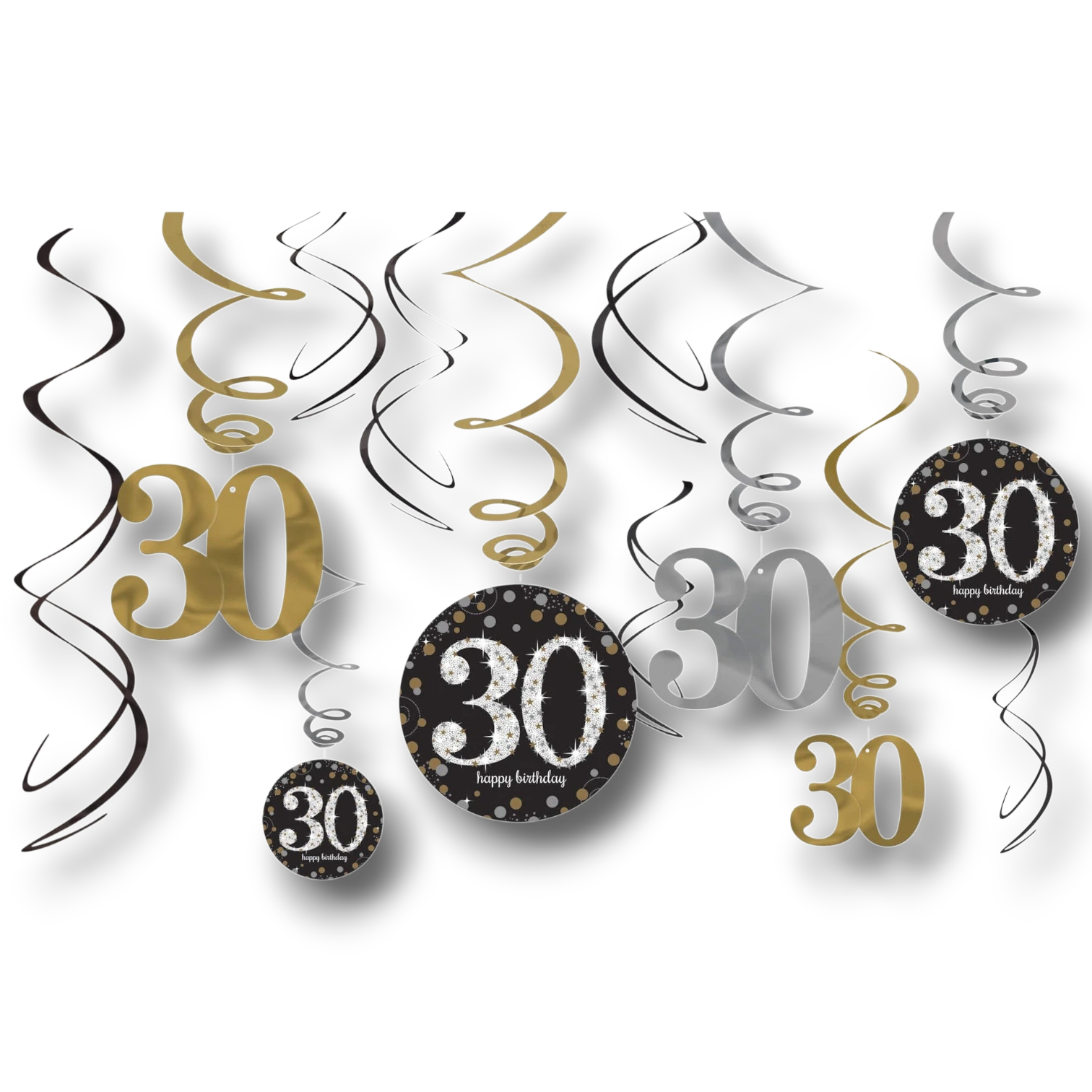 Swirl Decorations HBD 30s Sparkling Celebration C/12