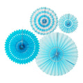 Set De Abanicos De Papel Azul C/4
