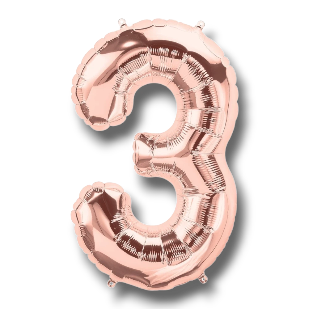 Globo 14" Numero 3 Oro Rosa C/1