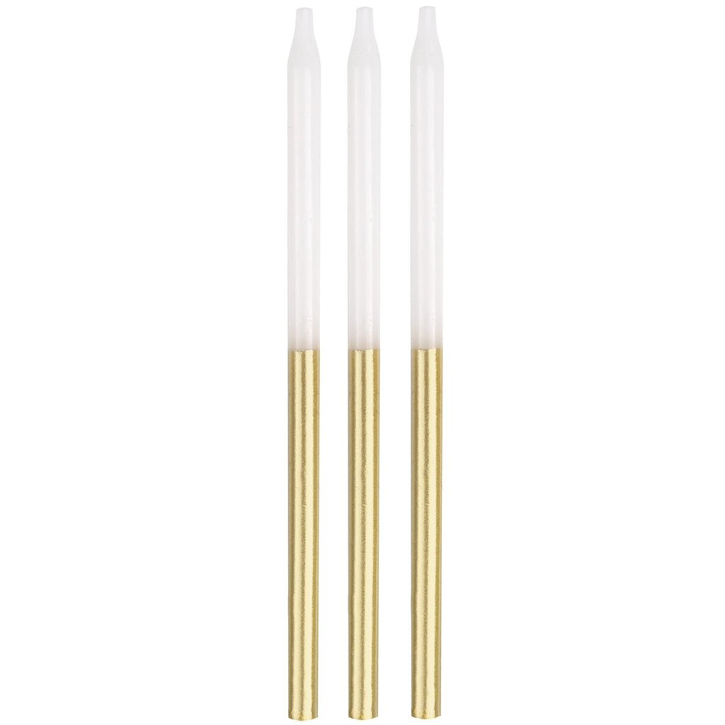Velas Largas Dorado / Blanco C/12