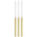 Velas Largas Dorado / Blanco C/12