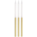 Velas Largas Dorado / Blanco C/12