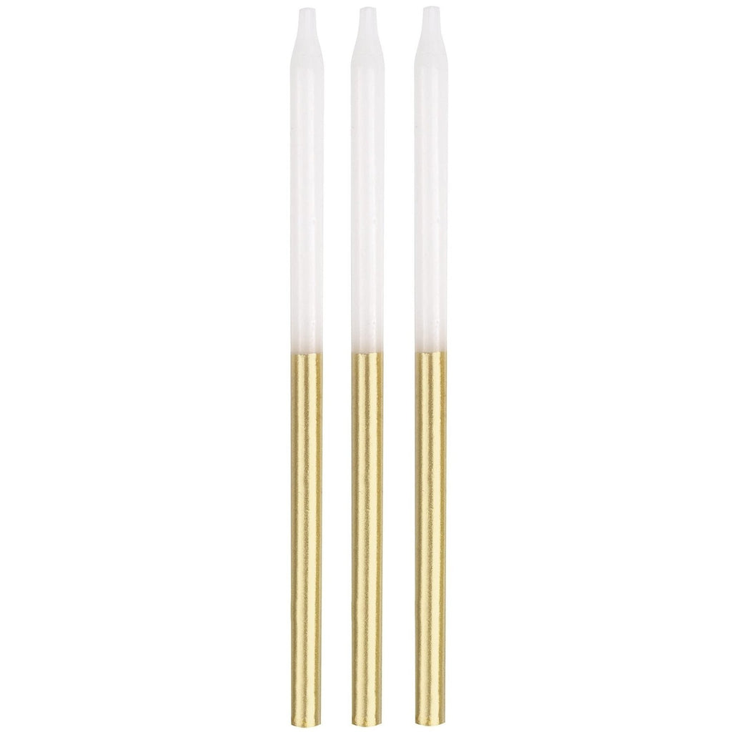 Velas Largas Dorado / Blanco C/12