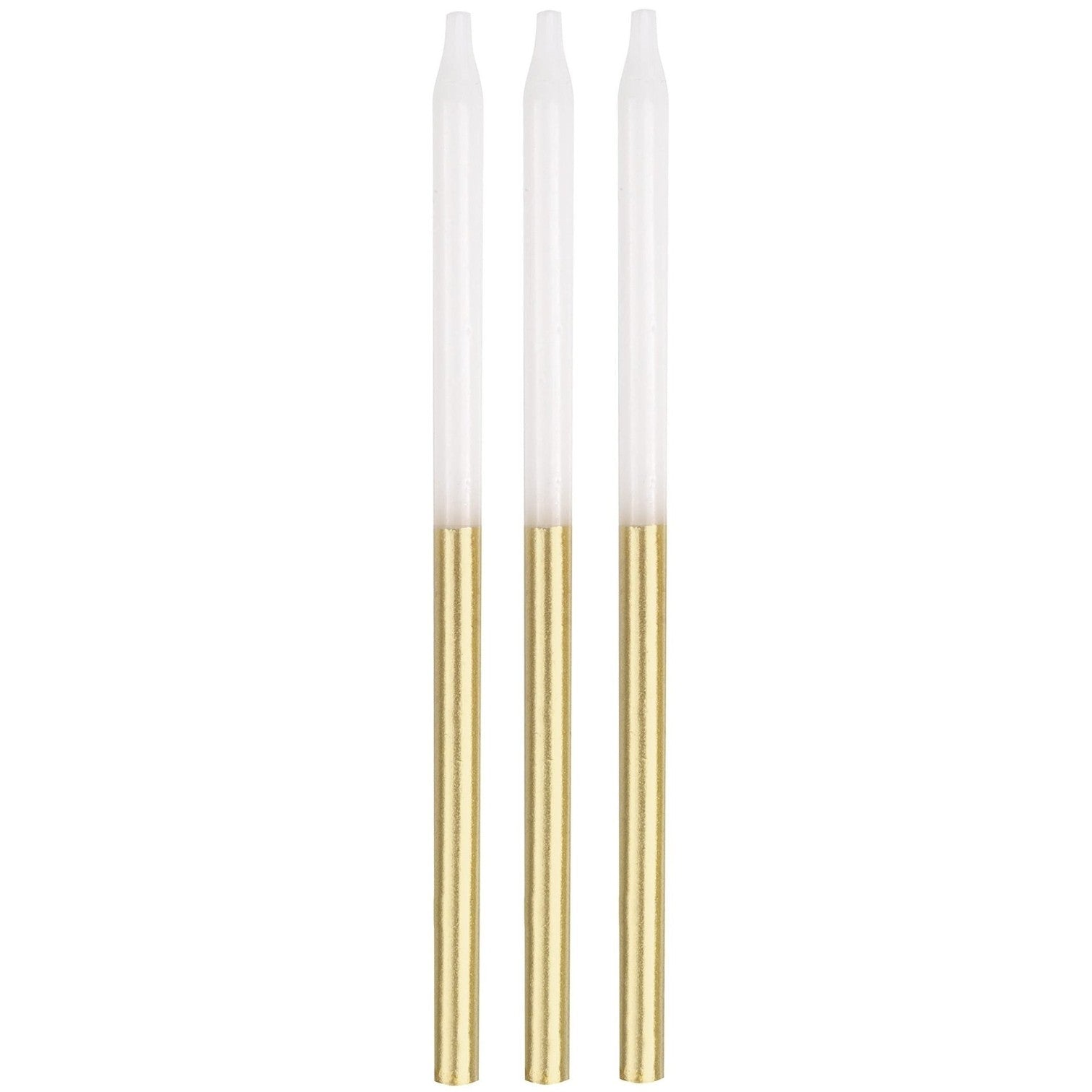Velas Largas Dorado / Blanco C/12