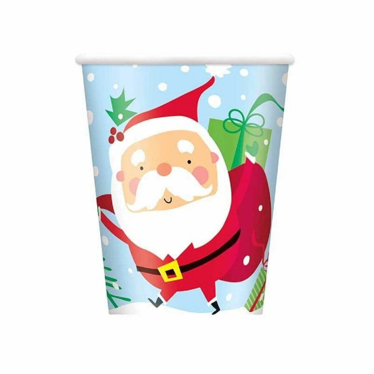 Vaso 9oz ColorFul Santa  C/8