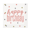Ch Glitz Rose Gold Happy Birthday Napkin C/16