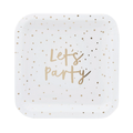 Plate 9" Foil Let's Party Gold C/8