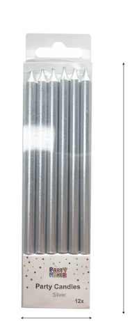 Silver Metallic Candles C/12