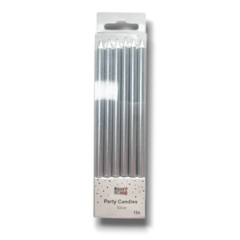 Silver Metallic Candles C/12