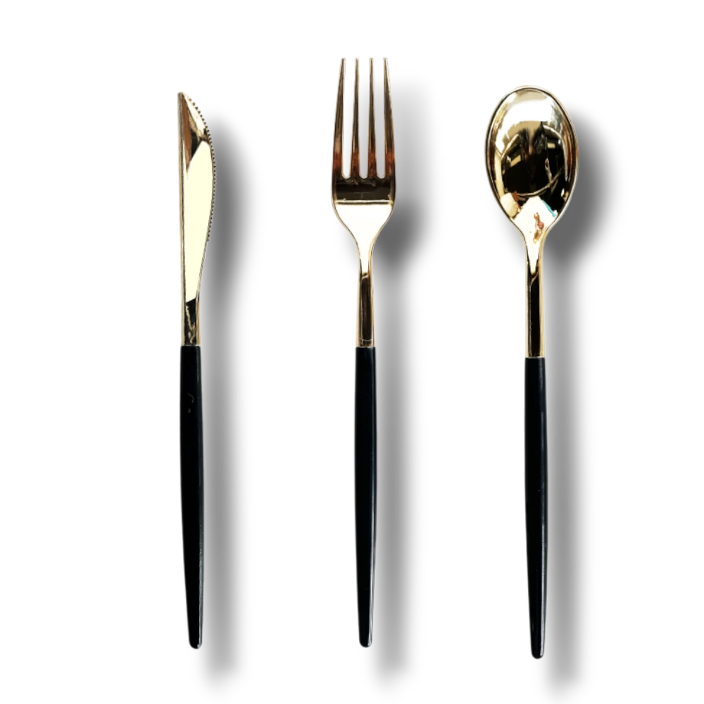 Gold/Black Cutlery Set (15 pieces)
