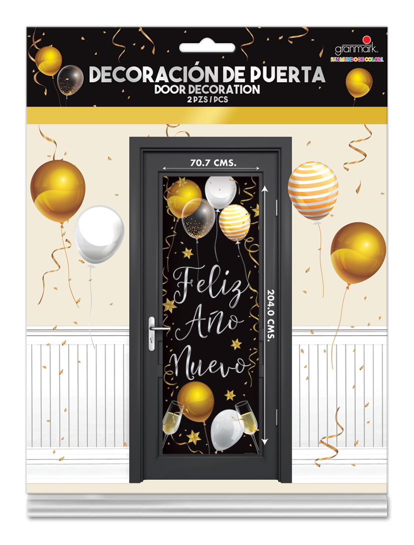 Decoracion De Puerta Año Nuevo Dorado C/1