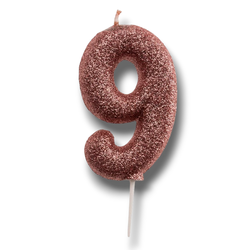 Rose Gold Candle Number 9 C/1