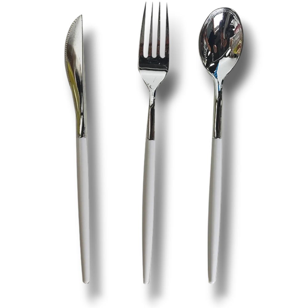 Cubiertos Plata/ Blanco C/15
