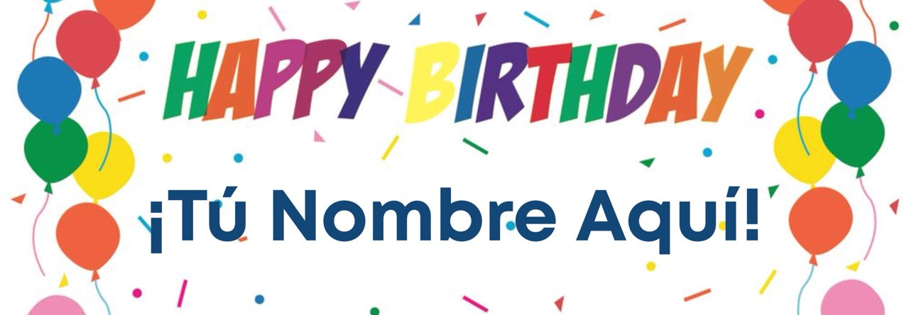 Banner HBD Colores Y Globos Personalizable