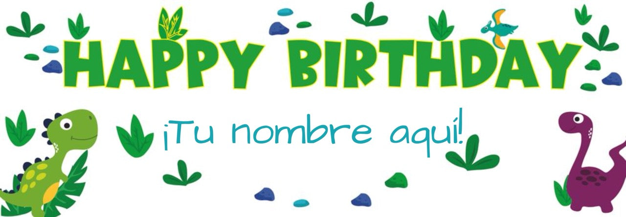 Customizable HBD Dinosaurs Banner