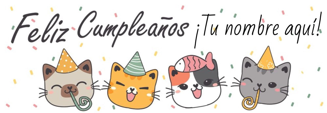 Banner Happy Birthday Gatitos Personalizable