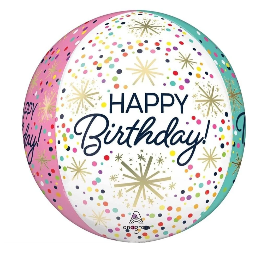 Happy Birthday Orbz Balloon (1 per balloon)