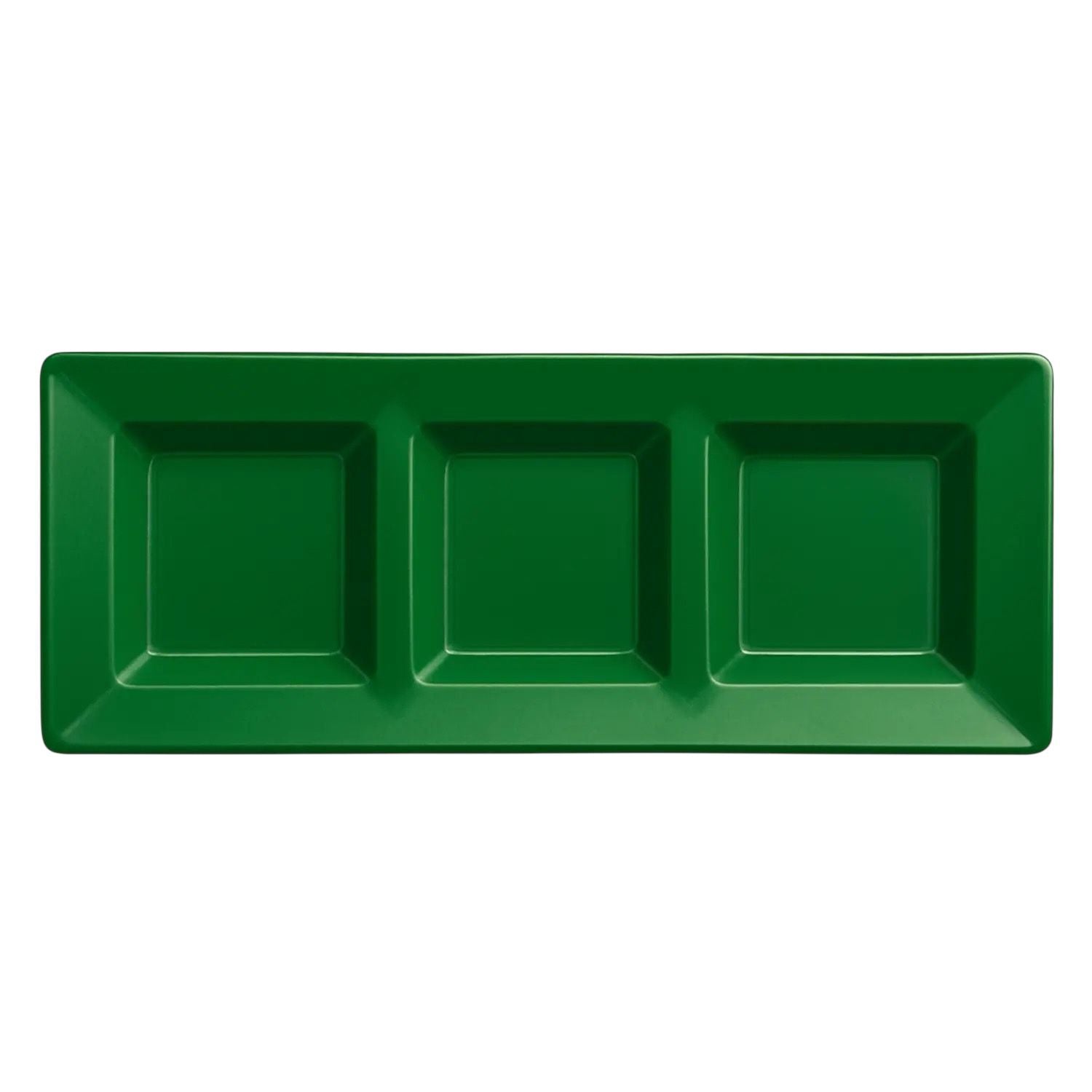 Charola Rectangular Con Division Verde Bandera C/3