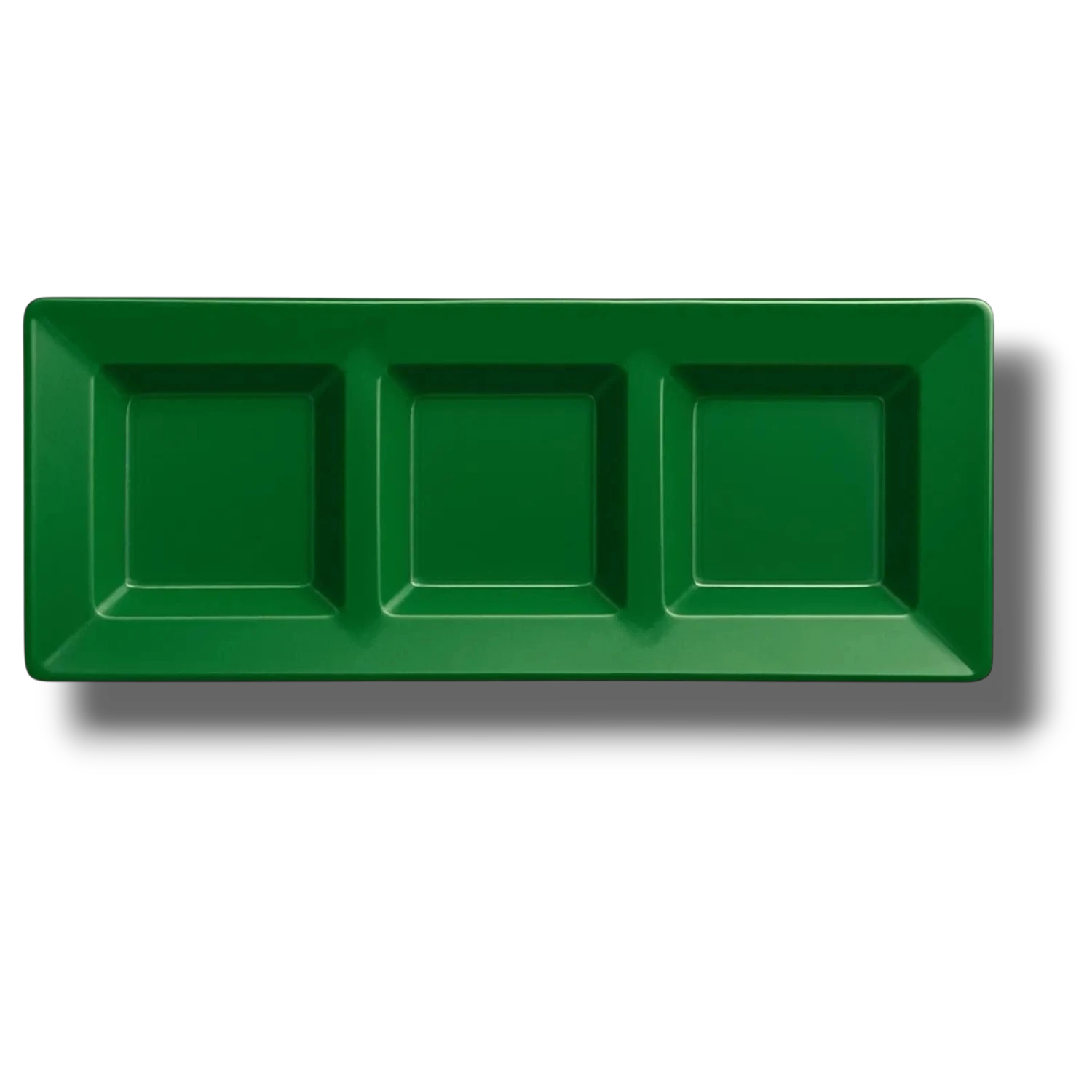 Charola Rectangular Con Division Verde Bandera C/3