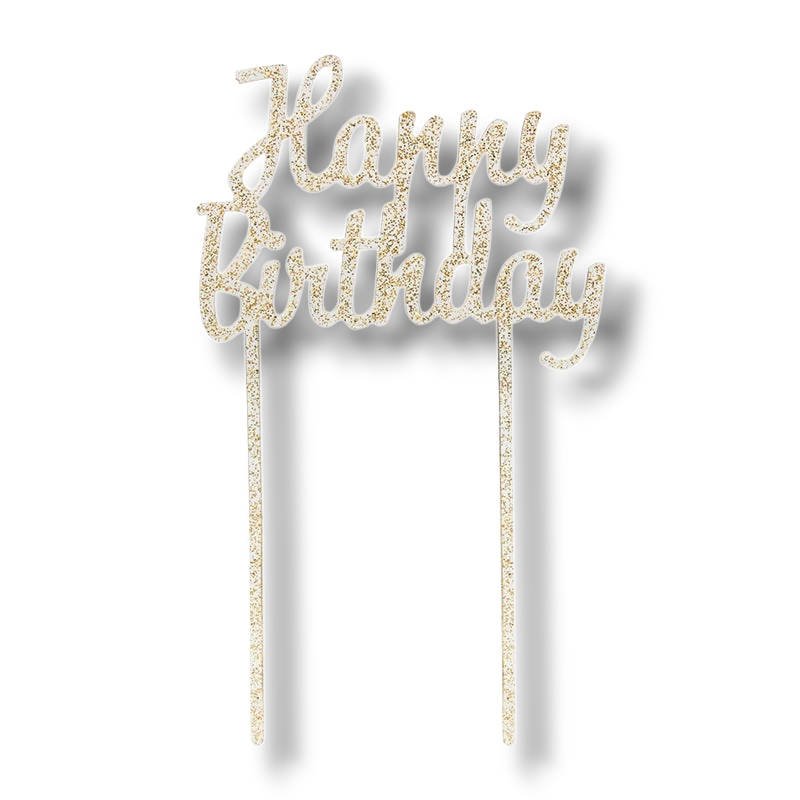 Golden Happy Birthday Cake Topper C/1
