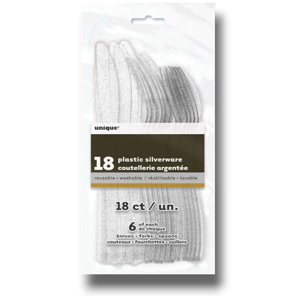Cubiertos Glitter Plata C/18