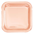 9" Square Rose Gold Foil Plate C/8
