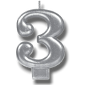 Silver Number Candle 3 C/1