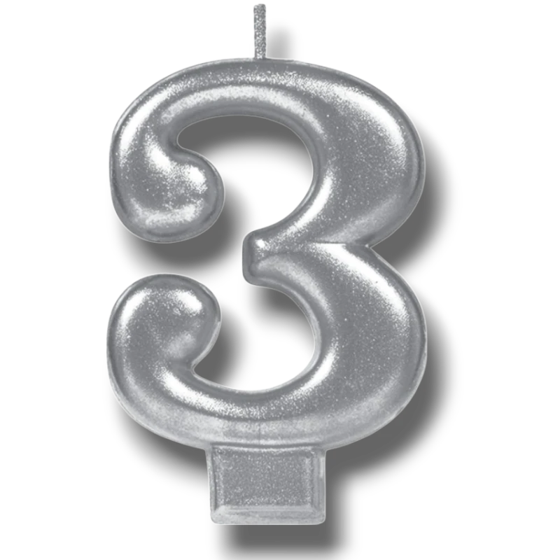 Silver Number Candle 3 C/1