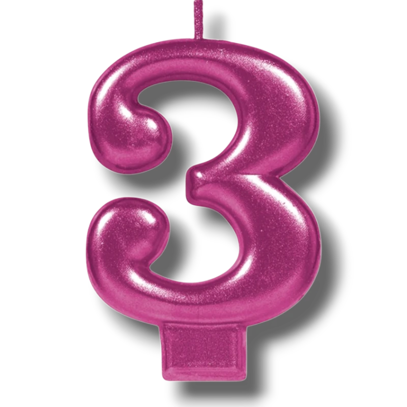 Magenta Number Candle 3 C/1