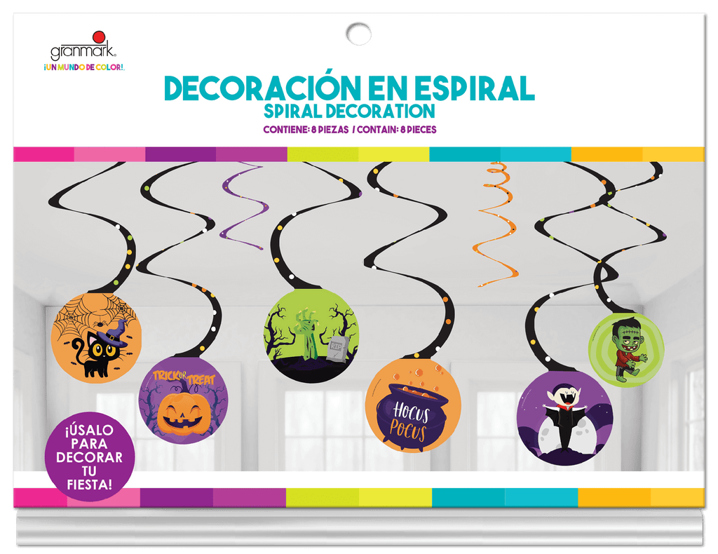 Adorno Espiral Calabazas y Gatos C/8