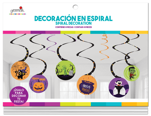Adorno Espiral Calabazas y Gatos C/8