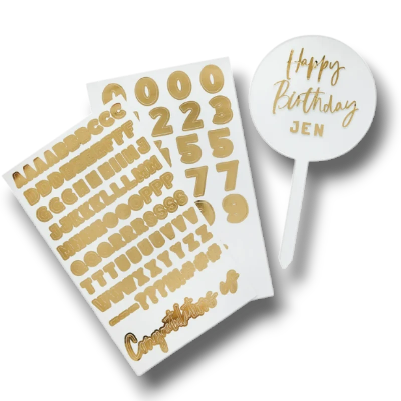 Customizable Gold Acrylic Cake Topper C/1