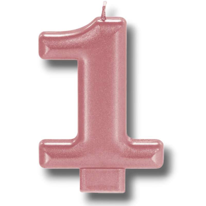 Rose Gold Number Candle 1 C/1