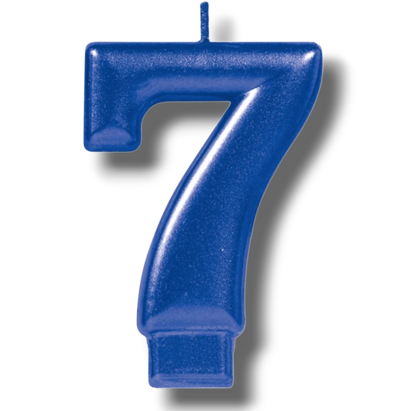 Blue Number 7 Candle C/1