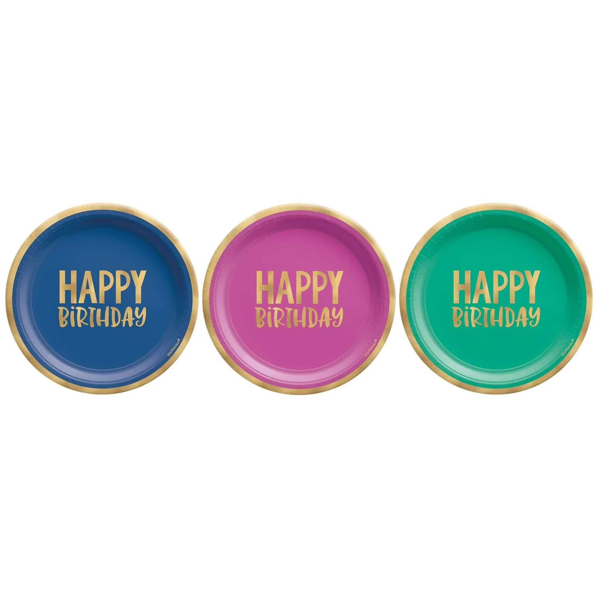 Plato 7" HBD Rosa Con Dorado Foil C/8