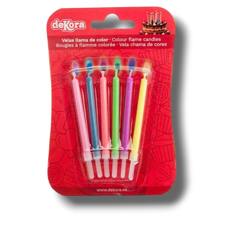 Velas Cumpleaños Llama de Colores C/6