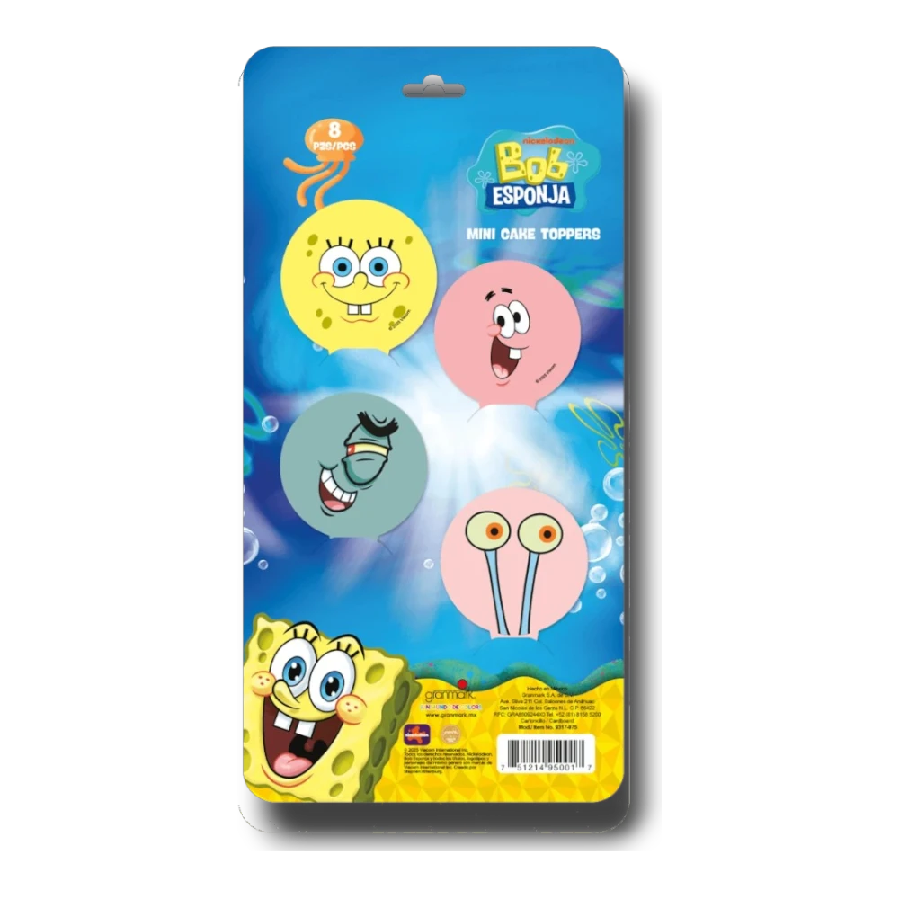 Mini Cake Toppers Bob Esponja C/8