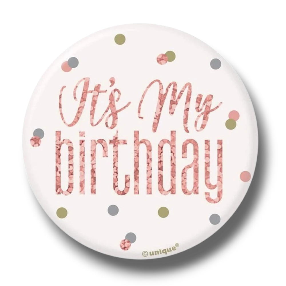 Gray/Pink Glitz Button Birthday C/1