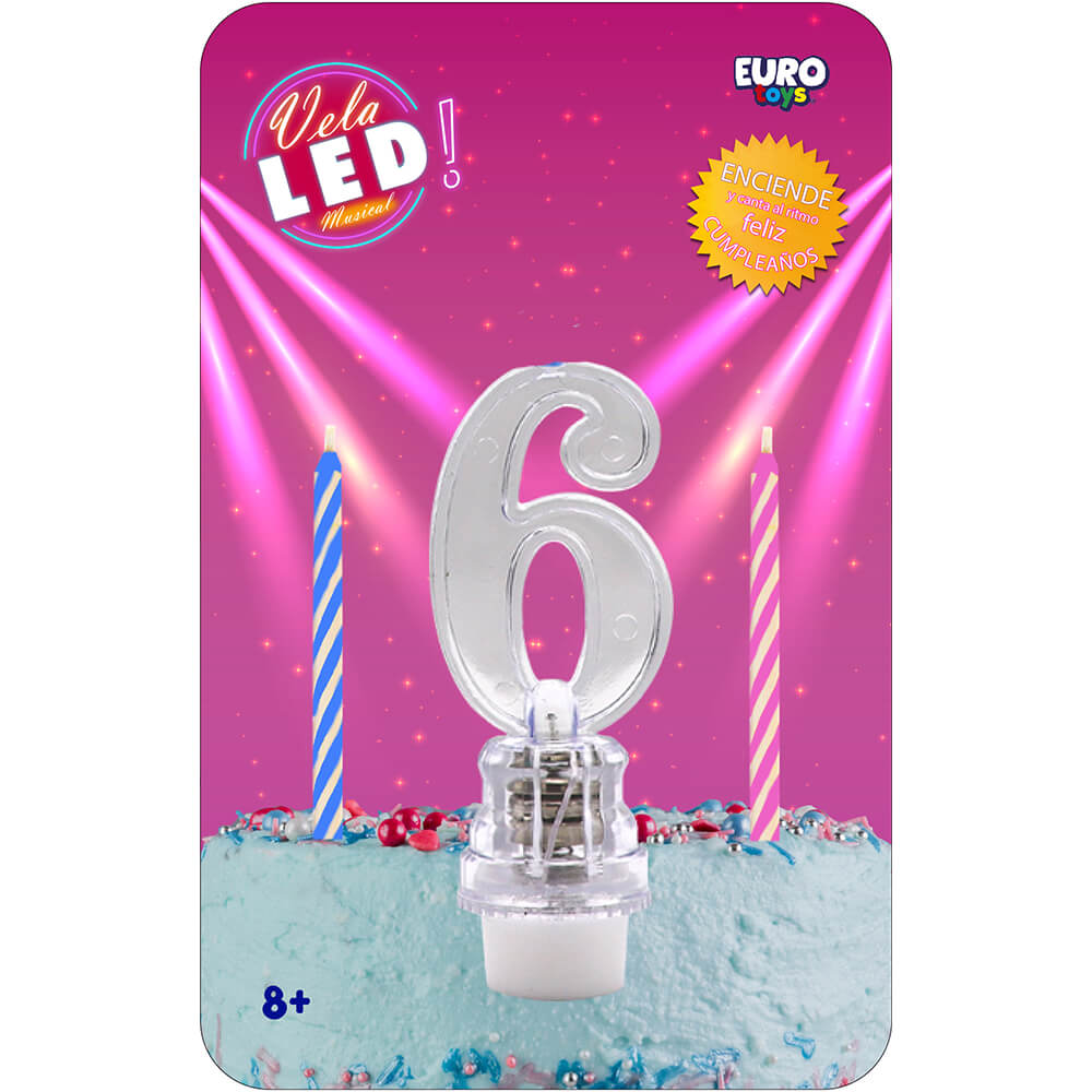 Vela Led Numero 6 C/1