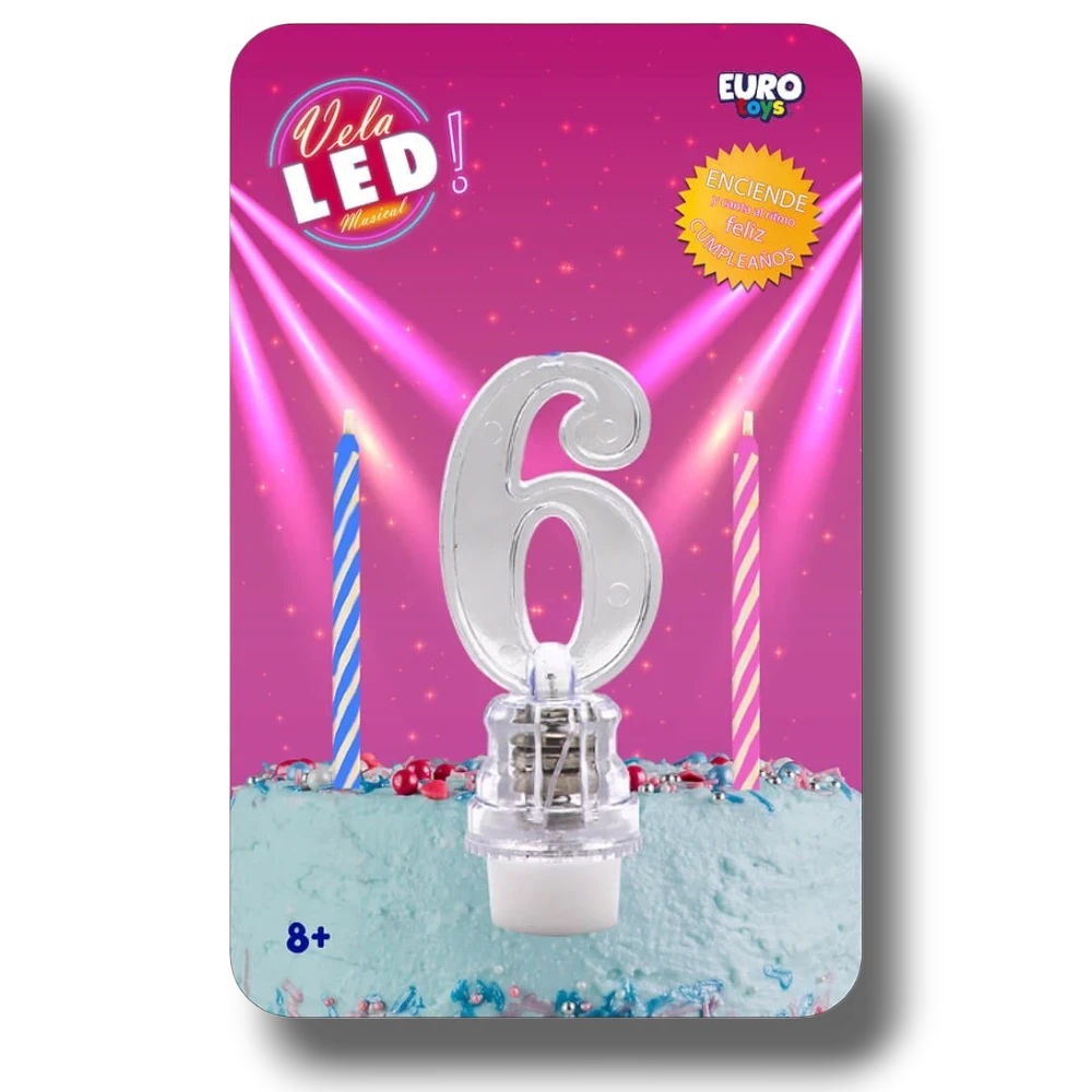 Vela Led Numero 6 C/1
