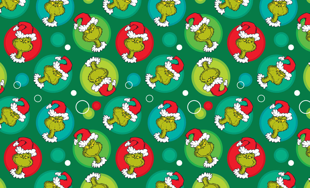 Papel Envoltura Circulos Grinch C/1