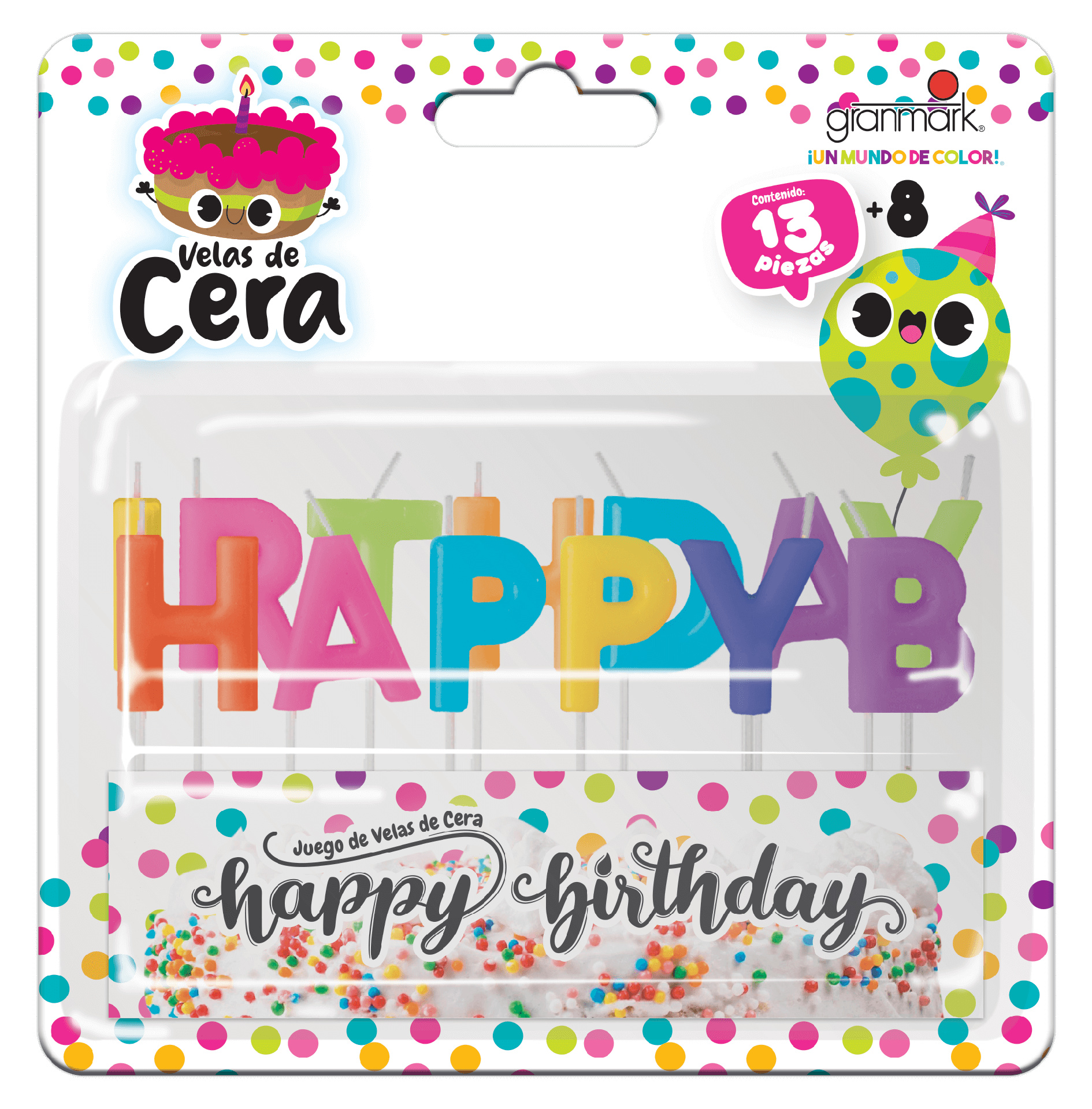 Vela Palillo Happy Birthday Colores C/1