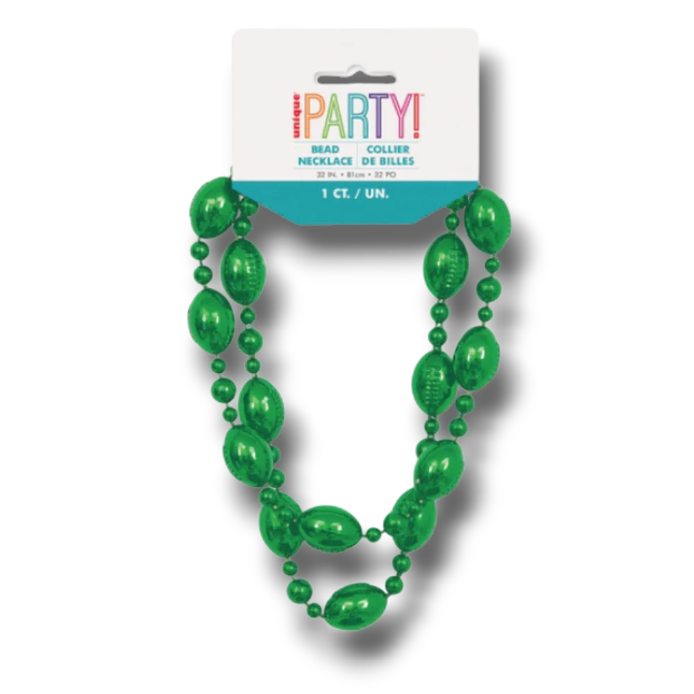 Kickoff Football Green Beaded Necklace C/1