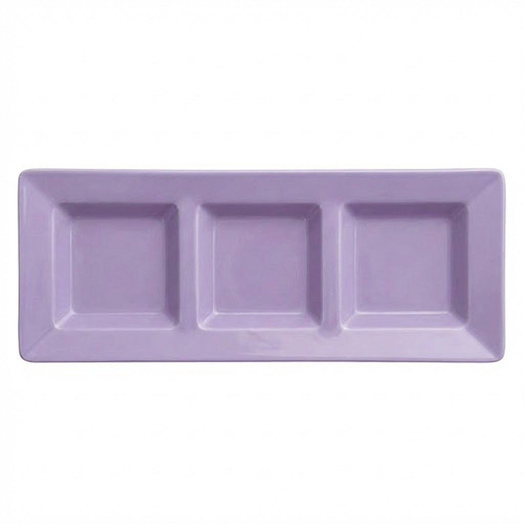 Charola Rectangular Con Division Lavanda  C/3