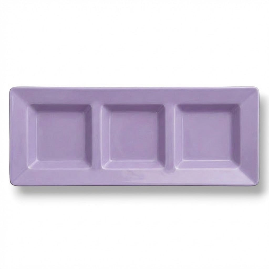 Charola Rectangular Con Division Lavanda  C/3