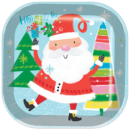 Plato 9" Cuadrado Santa And Friends C/8