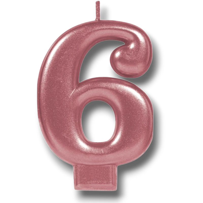 Rose Gold Number Candle 6 C/1