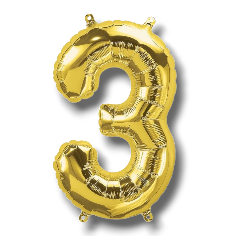 Globo 14" Numero 3 Oro C/1